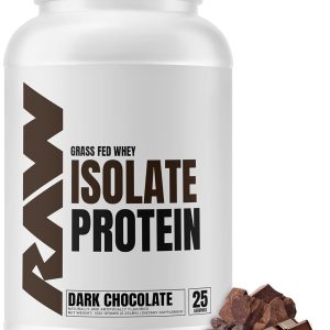 RAW Whey Isolate Protein Powder, Dark Chocolate – 100% Grass-Fed Sports Nutrition Whey Protein Powder for Muscle Growth & Recovery – Low-Fat, Low Carb, Naturally Flavored & Sweetened – 25 Servings