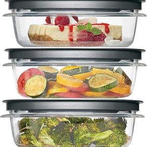 Rubbermaid Premier, 3 Cup Premier Flex & Seal Food Storage Set, 3 Tritan Containers, 3 Grey Flex and Seal Lids, 6 Piece Bundle Set Bundle