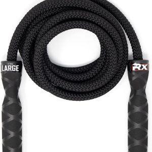 Rx Smart Gear Drag Jump Rope w/Non Slip Ergonomic Handles – Weighted Polypropylene Rope for Fitness & Exercise, Cardio Workout, WOD | Speed Jumping Rope for Men & Women