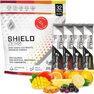 SHIELD ZERO Sugar Free Electrolytes Powder Packets – 32 Ct. Variety Pack | All Natural Hydration | No Sugar or Artificial Sweeteners | Instant Hydration Packets | Keto Electrolyte Drink Mix | No Dyes
