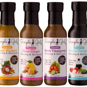 Simple Girl Organic Salad Dressing Variety – Sweet Vinaigrette, Balsamic Vinaigrette, Sweet Mustard and Citrus Ginger – Sugar Free Dressings, Low/No Carb, Fat Free, Diabetic, Gluten Free, Vegan, Paleo, and Keto Friendly – 4 Pack (12 Fl Ounce each)
