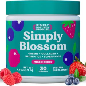 Simply Nature’s Promise Blossom Nutrition – Daily Greens & Superfood Powder + Collagen + Probiotics for Women’s Digestive Health & Bloating Relief. Help Your Health Bloom – 30 Day Supply