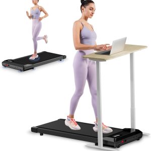 Smart Walking Pad Treadmill, Under Desk Treadmill for Office with Pitpat APP, Portable Walking Pad for Home Small, 2.5HP Compact Running Machine with Remote Control & LED Display, 300lbs Capacity