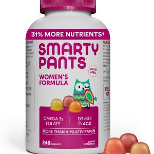 SmartyPants Women’s Multivitamin Gummies: Omega 3 Fish Oil (EPA/DHA), Methylfolate, CoQ10, Vitamin D3, C, Vitamin B12, B6, A, K & Zinc, Inositol, Gluten Free, 240 Count (40 Day Supply)
