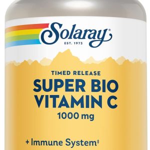 SOLARAY Super Bio Buffered Vitamin C 1000mg, Two-Stage, Timed Release Vitamin C with Bioflavonoids, Immune Support Supplement – High Absorption, Vegan, 60 Day Guarantee, 180 Servings, 360 VegCaps 180