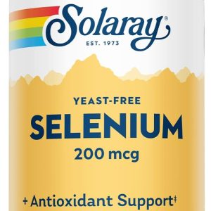 Solaray Yeast Free Selenium 200mcg, Selenium Capsules for Healthy Thyroid Function & Immune Support, High Absorption Supplement, Vegan, 90 Servings, 90 VegCaps