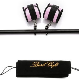 Spreader Bar Set Stainless Steel, Expandable Exercise Bar with 4Pcs Adjustable Straps, Stretching Workout Fitness Gear, Pilate Yoga Training, Home Gym Kit