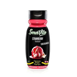 Sugar Free Strawberry Syrup Zero Calories and Fat Free, 10.6 FL OZ – No Sugar Strawberry Syrup Dessert Topping Gluten-Free, Non-GMO, Vegan and Keto Friendly – ServiVita