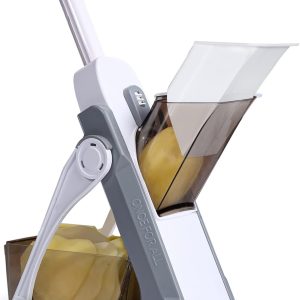 SupMaKin Safe Mandoline Slicer for Kitchen, Potato Slicer, All in 1 Vegetables Slicer and Chopper, French Fry Cutter, Adjustable Thickness, Dishwasher Safe Chopping Artifact New Home Gift (Blue)