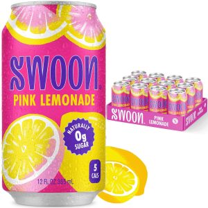 Swoon Pink Lemonade – Low Carb, Paleo-Friendly, Gluten-Free Keto Drink – Sugar Free Strawberry Lemonade Made with 100% Lemon Juice Concentrate & Sweetened by Monk Fruit, 12 Fl oz (Pack of 12)