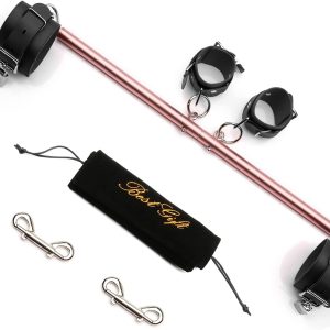 TMEOIIPY Pilates Fitness bar, Rose Gold Sports Aid Adjustable Spreader Bar with 4 Black Adjustable Straps Training Fitness Gear, Stainless Steel Spreader Bar,Pilates aid, Stretching Exercise Tools