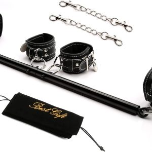 TMEOIIPY Pilates bar, Black Stainless Steel Adjustable Spreader Bar with 4 Black Adjustable Straps Sports Aid Training Fitness Gear, Stretching Exercise Tools