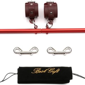 TMEOIIPY Pilates bar, Red Restore Pilates Spreader Bar with 4 Adjustable Red Strap, Exercise Guide, 4 Rings, Home Yoga Training Fitness Gear, Stretching Exercise Tools