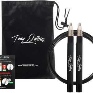 Tony Jeffries 2.0 Speed Jump Rope of 360 degree Spin Ball Bearings, Daily Exercise Skipping Rope with Silicon Grip Handles, Lightweight Self Locking Adjustable Length Jump Rope for Fitness Training