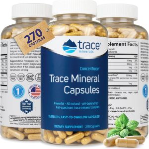 Trace Minerals Low-Sodium ConcenTrace Capsules – Supplement to Support Bone Health & Body Energy – Healthy Hydration & Electrolyte Support Supplement – 270 Capsules (90 Servings