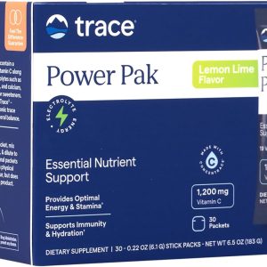 Trace Minerals | Power Pak Electrolyte Powder Packets | 1200 mg Vitamin C, Zinc, Magnesium | Boost Immunity, Hydration and Natural Energy | Lemon Lime | 30 Packets