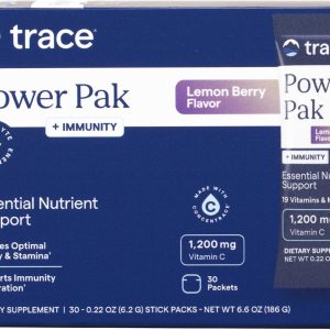 Trace Minerals PowerPak Plus Immunity – Hydration Support Supplement – Vitamin & Mineral Powder with Elderberry – Powder Packet to Aid Immunity & Energy – Fizzy Lemon Berry (30 Servings)
