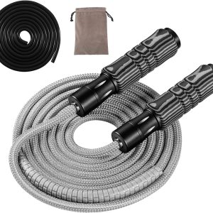 Weighted Jump Rope for women men adults fitness,skipping rope with Adjustable Cotton and PVC rope, Aluminum+Foam Handle Great for Crossfit Training, Boxing, and MMA Workouts