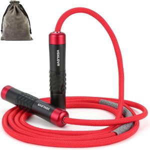 Weighted Rope – 1LB Heavy Jump Rope for Men Women Fitness Workouts, Non-Slip Aluminum Handles, Premium Skipping Rope for Exercise, Adjustable Length 9MM Solid PVC/Cotton Rope