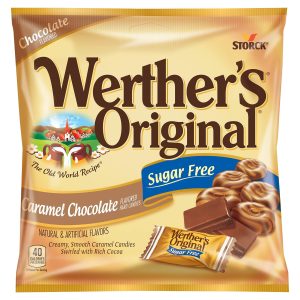 Werther’s Original Hard Sugar Free Caramel Chocolate Candy, 2.35 Oz Bags (Pack of 12)