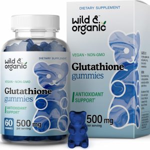 Wild & Organic L Glutathione Gummies – Reduced Glutathione 500mg for Antioxidant Support – Liver Cleanse Detox Supplement – 60 Vegan, Non-GMO, Pectin-Based Chews
