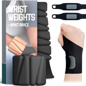 Wrist Weights, Ankle Weights for Women Men, With Wrist Brace，Silicone Wrist Weighted Bangles – Adjustable Arm Weights Bangles,Wrist Weights for Workout, Running, Yoga, Swimming，2 Lbs(1Lbs Each)