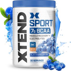 XTEND Sport BCAA Powder Blue Raspberry Ice – Electrolyte Powder for Recovery & Hydration with Amino Acids – 30 Servings