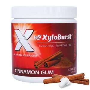XyloBurst Gum | Xylitol Chewing Gum | Sugar Free, Gluten Free, Keto Friendly | Aspartame Free Gum For Oral Health | Cinnamon | 100-Count Jar