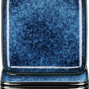 vancasso Stern Square Dinner Plates Set of 4, 10.5 Inch Dessert Plates, Reactive Change Glaze Blue Serving Pasta Salad Plate Dish, Scratch Resistant