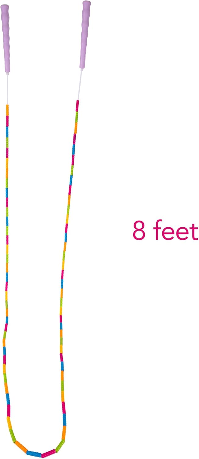 ArtCreativity Beaded Jump Rope for Kids - 2-Pack of Colorful Jump Ropes with Bright Pink Handles - Fun Outdoor Beaded Jump Ropes for Kids Ages 6-9 - Durable Skipping Rope for Active Play - Image 4