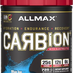 ALLMAX Nutrition – CARBION+ Workout Hydration Supplement Powder with Electrolytes, Supports Endurance, Recovery, and Exercise Performance, Gluten Free and Vegan, Blue Ice, 25 Servings
