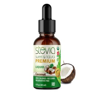 Coconut Premium Quality Stevia Drops | Organic Liquid Stevia | Best Sugar Substitute | 100% Pure Extract | All Naturally Sweet | Non-Bitter, 0 Calorie, NON-GMO, Diabetic & Keto Friendly (1oz)