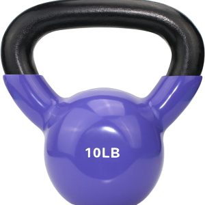 DDG FITNESS POWERT Vinyl Coated Cast Iron Kettlebell Weight 5/10/15/20/25/30/35/40/45/50 lbs-Single
