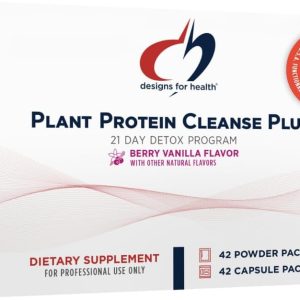 Designs for Health Plant Protein Cleanse Plus 21 Day Detox Program – Promotes Healthy Liver Function + Metabolic Cleanse with Antioxidants + Herbs, Vegetarian (42 Protein Powder Drink + Vitamin Packs)
