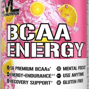 EVL BCAAs Amino Acids Powder – BCAA Energy Pre Workout Powder for Muscle Recovery Lean Growth and Endurance – Rehydrating Post Workout Recovery Drink with Natural Caffeine – Pink Lemonade