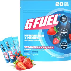 G Fuel Electrolytes Powder for Instant Hydration and Focus, Sugar Free, Strawberry Flavor, Electrolyte and Nootropic Drink Mix to Sharpen Mental Focus, 20 Servings