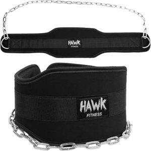 Hawk Sports Dip Belt with Chain for Bodyweight Exercises, Black 6″ Padded Weightlifting Belt with 36″ Steel Chain and D-Ring Carabiners, Lift 300 lbs. of Dumbbells, Kettlebells, or Weight Plates
