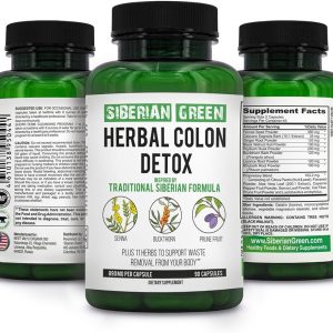 Herbal Colon Detox with Senna Buckthorn Prune Fruit 90 Capsules – Traditional Siberian Formula 14 Herbs & Probiotic to Cleanse Colon and Detox Body