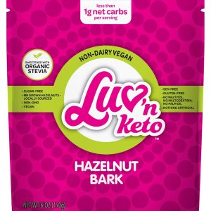 Keto Sugar Free Bark, Dark Chocolate Hazelnuts – Stevia Sweetened Chocolate Candy 1g Net Carb, 80% Cocoa – Gluten & Dairy Free Vegan Paleo Friendly Diabetic Snack for Adults, 6 oz (Pack of 1)