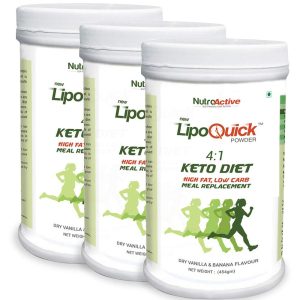 LipoQuick Keto Diet Low Carb Meal Replacement 450g (Pack of 3)