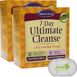 Lumintrail Nature’s Secret 7 Day Ultimate Cleanse – 2 Part Total Body Cleanse Promotes Healthy Digestion & Elimination with Detox Blend & Colon Cleanse, 2 Packs of 72 Tablets, with a Pill Case