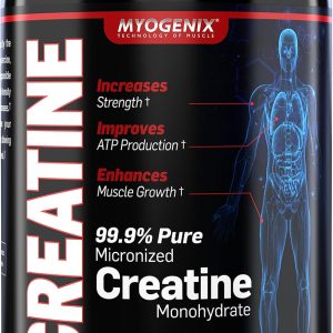 Myogenix Creatine Monohydrate for Muscle Growth Creatine Monohydrate Powder, Nutritional Supplement to Increase Strength, Improves ATP Production, Pure Creatine Powder (80 Servings/400G)