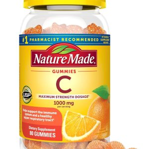 Nature Made Maximum Strength Dosage Vitamin C 1000mg per Serving, Immune Support Vitamin C Gummies for Adults, 80 Vitamin C Gummies, 20 Day Supply