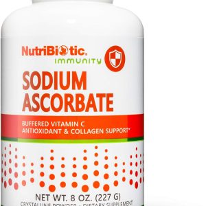 NutriBiotic – Sodium Ascorbate Buffered Vitamin C Powder, 8 Oz | Vegan, Non Acidic & Easier on Digestion Than Ascorbic Acid | Essential Immune Support & Antioxidant Supplement | Gluten & GMO Free