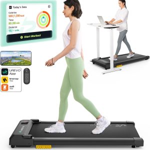 UREVO Smart Walking Pad, Compact Under Desk Treadmill with Double Shock Absorption, Quiet Operation, Workout APP with Track Insights and MIIT Mode, Plug and Play, Remote or APP Control for Home Office