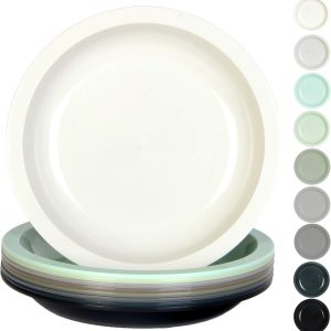 Youngever 7.5 Inch Plastic Plates, Small Kid Size, Kids Plates, Toddler Plates, Snack Plates, Set of 9 (Urban Colors)