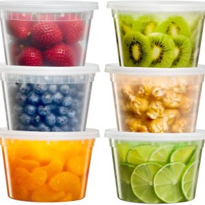 [16 oz. -24 Sets Deli Food Storage Freezer Containers With Leak-proof Lids