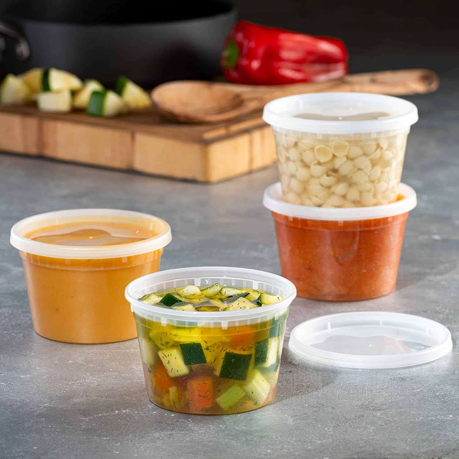 [16 oz. -24 Sets Deli Food Storage Freezer Containers With Leak-proof Lids - Image 3