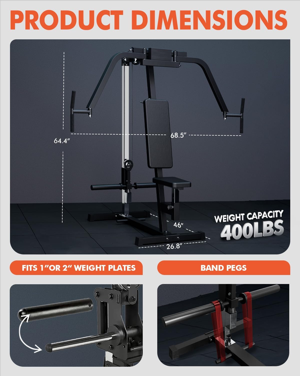 Mikolo Chest Fly Machine, PEC Fly and Reverse Delt Machine, 400 lbs Upper Body Specialty Machine for Pectoral and Rear Deltoid with Band Pegs, Chest, Back, and Shoulder Training for Home Gym - Image 5