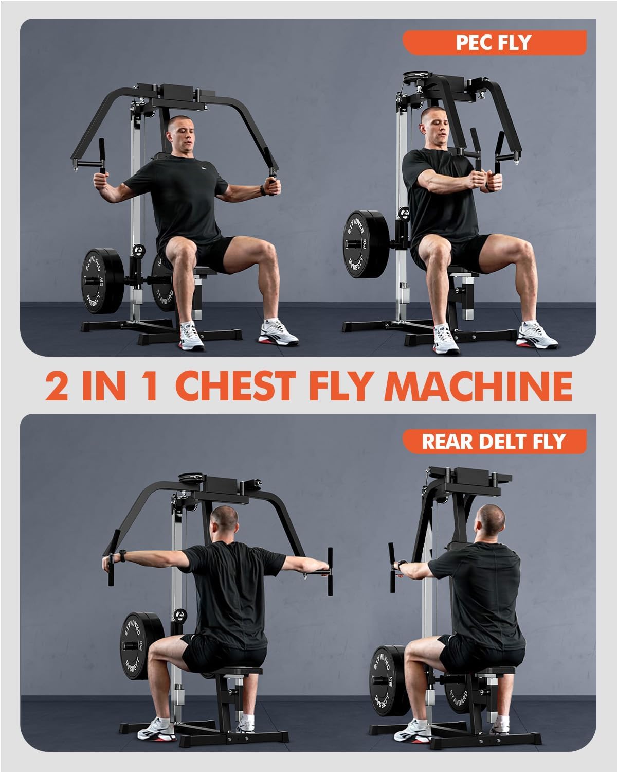 Mikolo Chest Fly Machine, PEC Fly and Reverse Delt Machine, 400 lbs Upper Body Specialty Machine for Pectoral and Rear Deltoid with Band Pegs, Chest, Back, and Shoulder Training for Home Gym - Image 6